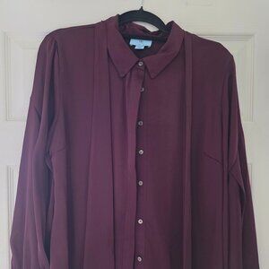 CeCe NWOT Burgandy Blouse